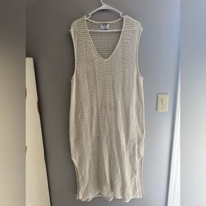 Old Navy Sleeveless Crochet MIDI Swim Cover Up Dress Women’s SZ XL Cream Summer